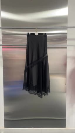 CHICEVER Hit Color Sexy Patchwork Lace Hollow Skirts For Women High Waist Split Temperament Asymmetrical Midi Skirt Female Style