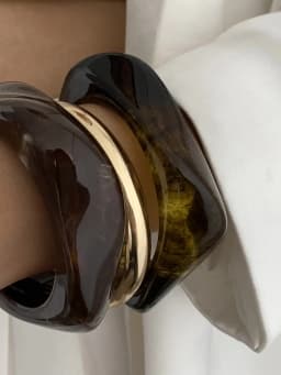 Salircon 3 Styles Vintage Punk Brown Thick Resin Acrylic Smudging Bangles Women Geometric Irregular Bracelets Pulseras Jewelry
