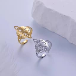 Celtic Knot Ring Stainless Steel Opening Adjustable Men's and Women's Witchcraft Talisman Jewelry Gift