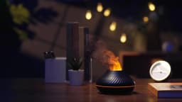 Kinscoter Volcanic Aroma Diffuser Essential Oil Lamp 130ml USB Portable Air Humidifier with Color Flame Night Light