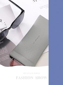 Glasses Case Women's Lychee PU Leather Glasses Storage Bag Automatic Closed Cover Soft Eyewear Pouch Data Cable Organiser 2024