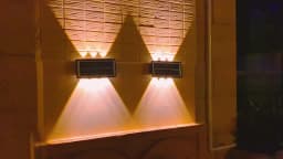 Solar RGB Wall Washer Sconce Light Outdoor IP65 Waterproof LED Up Down Solar Powered Lighting for Patio Courtyard