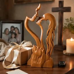 Eternal Love Home Decor Wooden Decor, Tabletop Sculpture, Couple Kissing Love Art, Statue, Couple Gift