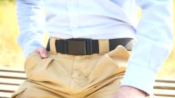 KOLBER Magnetic Elastic Belt for Men Quick Release Silver Buckle Casual belt Male Adjustable Stretch Waistband Hiking Girdle