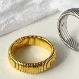 New 316L Stainless Steel Two Three Laps Elastic Charms Bracelet for Women Men Gold Color