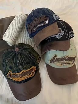 New Casual Splicing Retro Baseball Caps Cotton Denim Tattered Jeans Sun Hat Sunscreen Hat Sun Cap Peaked Cap Girl