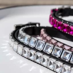 Bling Rhinestone Dog Collars Pet PU Leather Glass Crystal Diamond Puppy Pet Collar Pink Blue Collars Leashes for Dog Accessories