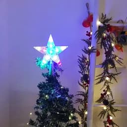 Dia 22CM Christmas Tree Topper Stars String Lights USB Powered RGB Changeable Stars Garland Fairy Lights for Holiday Party Decor