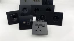 86 Type Retro Switch 1-4 Gang 2 Way Wall Light Brass Lever Toggle Switch Black Matte Stainless Steel Panel EU FR Power Outlet