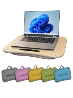 Mumucc's Laptop Desk With Lumbar Support & Accessories, Including A Detachable Tabletop, A Cushion Filled With Foam Particles