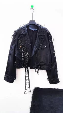 Unique Leather jacket y2k Leather jacket Gothic Leather jacket Punk Leather jacket Hiphop Leather jacket rivet Leather jacket