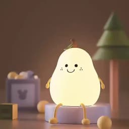 Creative Cute LED Pear Night Light USB Rechargeable Dimming Touch Silicone Table Lamp Bedroom Decoration Couple Gift Boby Light