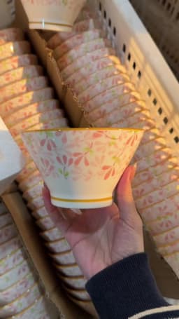 Ceramic Hat-shaped Bowl Spoon Set,Four Seasons Floral Pattern,Oven Microwave Safe, Noodles Salad Soup Dessert Hot Pot Picnic BBQ