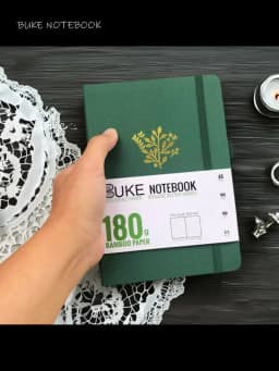 BUKE 180gsm BAMBOO PAPER Dot Grid JOURNAL Dotted Notebook Drawing Books - Forest Green Color