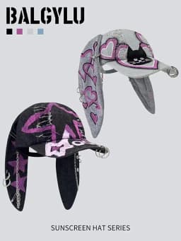 Rabbit Eared Cowboy Ripped Baseball Cap Dark Punk Hottie Photos Peaked Cap
