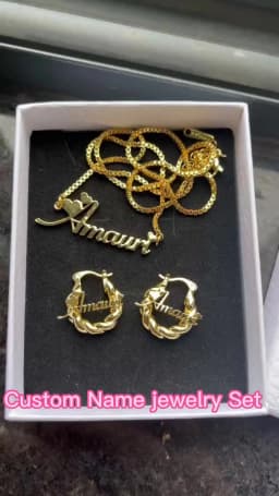 DUOYING Custom Name Jewelry Set Personalized Letter Necklace Customized Name Bangles Stainless Steel Mini Hoop Earrings 18mm