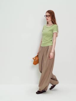 FSLE 2026 Summer Women's Mid-Rise Barrel Leg Casual Pants in Lyocell Cotton Blend - Relaxed Tailored Fit for Daily Wear