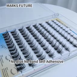 Self-Adhesive False Eyelashes, 96 Pieces, Wispy Natural Look, Black, for Home Use (D-Mix8-16 mm), Press-On Invisible Eyelashes Suitable for Beginners