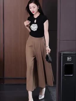 New Wide Leg Pants Women's 2024 Spring Summer Fashion High Waisted Ladies Skirts Pants Temperament Versatile Lady Trousers
