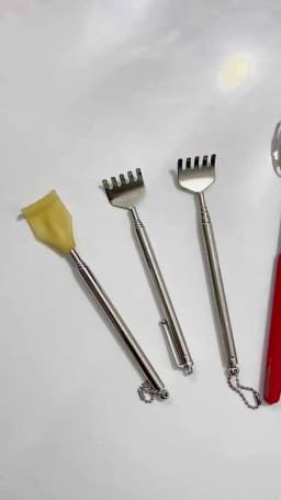 Practical Telescopic Pocket Scratching Massage Kit Stainless Steel Scratcher Handy Pen Clip Back Scratcher Relax Back Massager