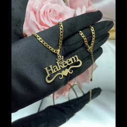 New Stainless Steel Custom Necklace Custom Cuban Chain Center Crown Name Necklace Removable Heart shaped Nameplate Pendant