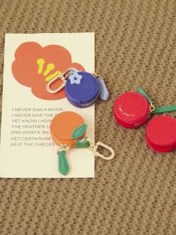 Multi-Piece Set - Mini Cute Blueberry Fruit Pendant Coin Purse Keychain Charm Fashion PU Leather Charm Small Bag Gift for Women