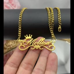 Custom Name Necklace with Crown Personalized Cuban Chain Necklace Stainless Steel Nameplate Necklace for Women Gift