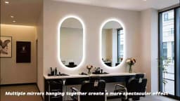 80/100/120CM Long Oval LED Bathroom Mirror Backlit Wall Mounted Illuminated Bathroom Vanity Mirror Memory Function Anti-Fog