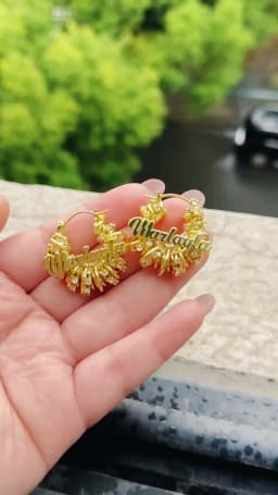 DUOYING Custom Name Wrap Earrings Tennis Chain Nameplate Chunky Earrings 30mm Stainless Steel Hoops For Women Jewelry Gift