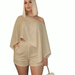 Shorts Set Elegant Beachwear Sexy Chic Design Breathable Off-Shoulder Crop Top with Wrap Shorts Set 2 Piece Sets Women Outfit