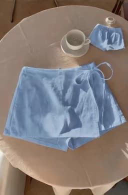 Ladies New Spring Summer Linen Solid Color Casual Sports Elastic Waist Drawstring Belted Skort for Spring Summer