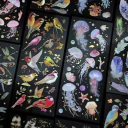 3pcs Kawaii Sticker Pack Feather Dragonfly Bird Jellyfish Decorative Scrapbooking Material Labels for Diary Phone Journal Planne