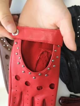 New Women's Sheepskin Gloves Thin Unlined Rivet Style Colored Driving Leather Gloves