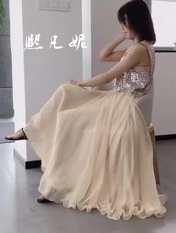 High-grade Double Layer Skirts Spring Summer Elastic High Waist Large Swing Gauze Chiffon Skirt A-line Pleated Long Beach Skirt