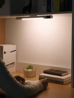 Upgraded Motion Sensor Light 3 Color Adjustable Rechargeable Night Lamp Under Cabinet Light Bar with Digital Screen Easy Install
