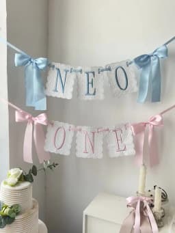 Bowknot One-Year-Old Birthday Cap Embroidery Lace Edge First Birthday Garland Pink Blue Ball Birthday Hat First Birthday