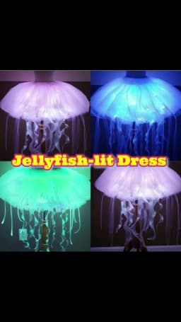 Glowing LED Dress Jellyfish Rabbit Pattern Light Up Luminous Skirt Warm Comfortable Outfit Music Festival Club Disco Party Rave