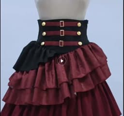 Womens Gothic Steampunk Ruffle Trim Gothic Skirt Front Lace-up Tiered Corset Ball Gown Vintage Medieval Pirate Costume Skirts