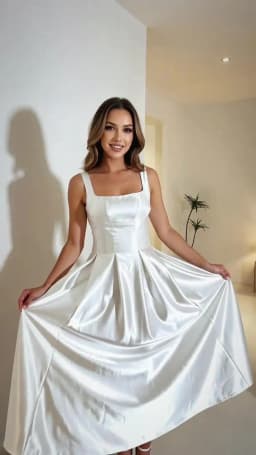 ZANZEA Women's Silky Satin Wedding Guest White Maxi Dress Elegant Square Neck Sleeveless Evening Gown Graceful Party Robes Femme