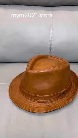 New Man High Quality Genuine Leather Cowhide Formal hat Gentleman Cow Skin Short Brim Black/Brown Top Hat Male Shows Gentleman