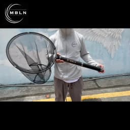 MBLN Brand,Telescopic Carbon Landing Net – 6.35m, Foldable 45cm Head, 58cm Closed, Compact for Rock & Boat Fishing