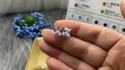 IOGOU 925 Sterling Silver Stud Earrings For Women 4-Claws Square Zirconia Earring Wedding Engagement Bridal Diamond Jewelry Gift