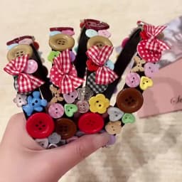 Dopamine Coloured Button Headband Face Washing Y2k Childishness Hairband Headwear Korean Style Bow Hair Hoop