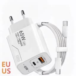 65W GaN USB C Charger 2-Port Fast Charging Phone Charger Power Adapter For iPhone Samsung Xiaomi Type C EU/US Plug Wall Charger