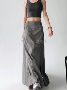 SuperAen 2025 Summer New Solid Skirt for Women Sweet High-waisted High Street A-line Long Skirts