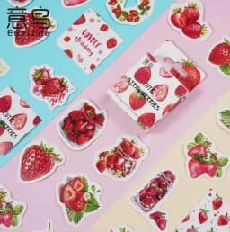 45 Pcs Strawberry Themed Scrapbooking Stickers Set for DIY Journaling Aesthetic Stationery Decor Sweet Gift Set