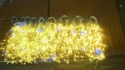 Christmas Decorations 2026 Festoon Led Fairy Lights Starry Style Outdoor(Warm White+Cool White Strobe) 28M(W)*0.4/0.5/0.6M(H)