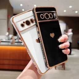 For Pixel 8 Pro 9 Fashion Love Heart Plating Case for Google Pixel 7A Pixel 8 9 Pro ProXL Shockproof Soft Lens Protection Cover