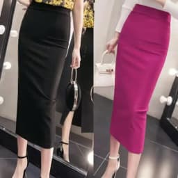 2024 summer new women's stretch slim temperament bag hip skirt ladies Knee-Length Casual Polyester Solid