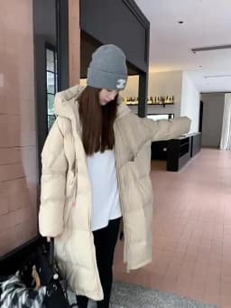 Janveny Women 90% White Duck Down Jacket With Hooded Loose Oversize Long Puffer Coat Autumn Winter Warm Outwear Female Parkas